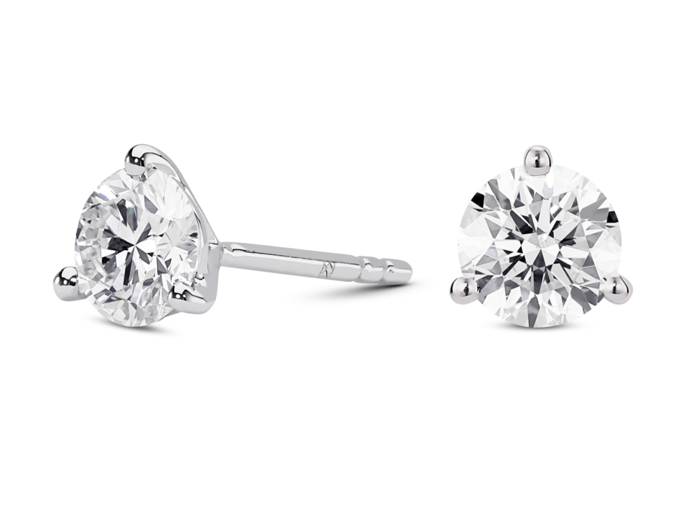 Lab-Grown Diamond 2ct. tw. Round Brilliant Solitaire 14k Gold Studs | White - Image 3