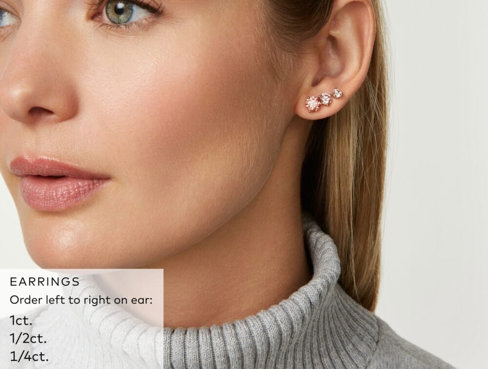 Lab-Grown Diamond 2ct. tw. Round Brilliant Solitaire 14k Gold Studs | Pink - Image 5