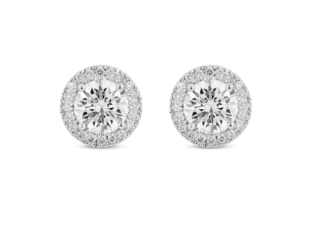 Lab-Grown Diamond 2ct. tw. Halo 14k Gold Earrings | White