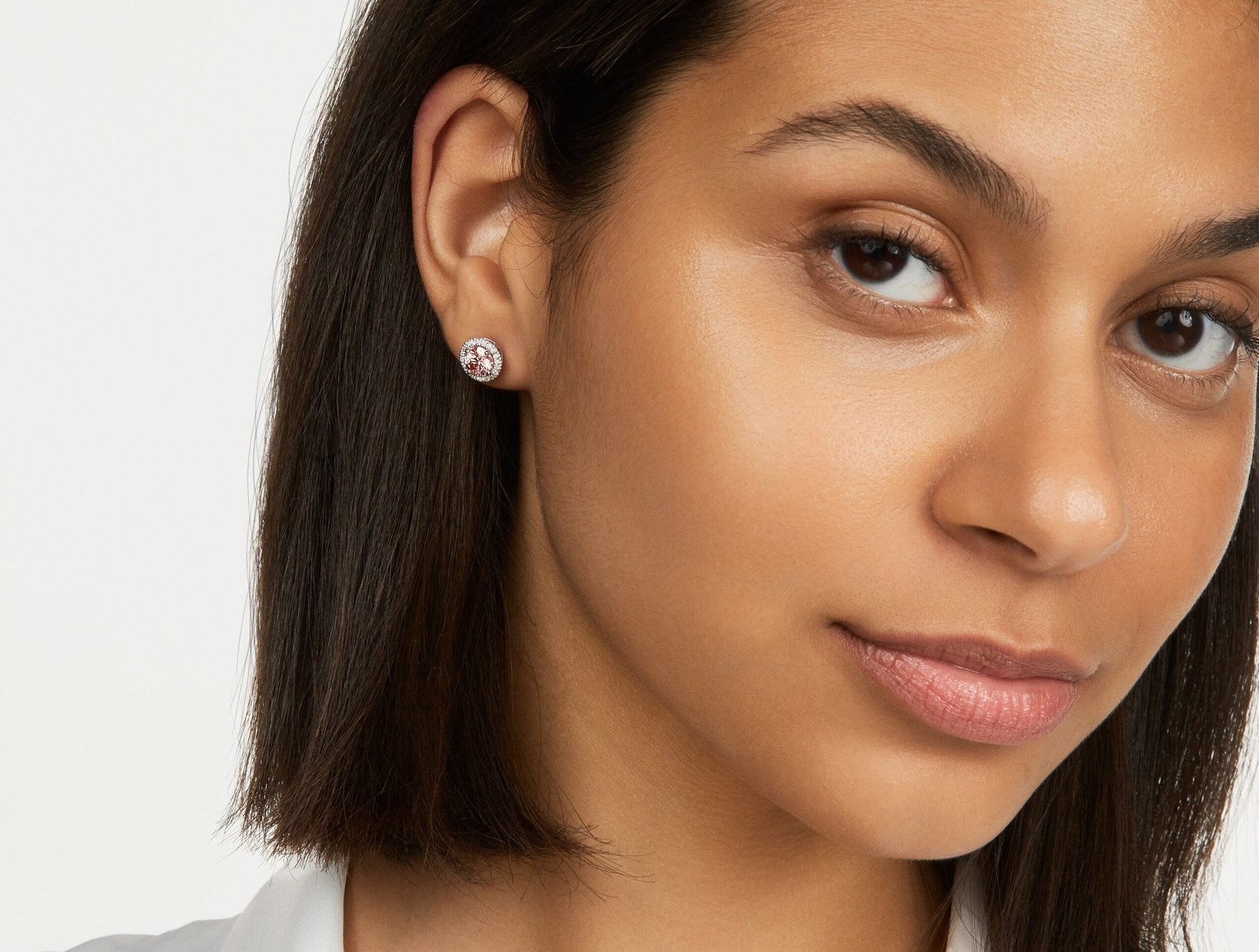 Lab-Grown Diamond 2ct. tw. Halo 14k Gold Earrings | Pink - Image 4