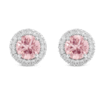 Lab-Grown Diamond 2ct. tw. Halo 14k Gold Earrings | Pink