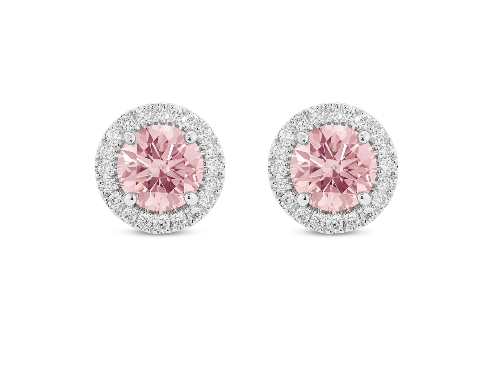 Lab-Grown Diamond 2ct. tw. Halo 14k Gold Earrings | Pink