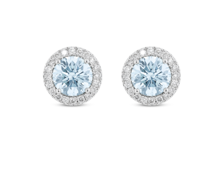 Lab-Grown Diamond 2ct. tw. Halo 14k Gold Earrings | Blue