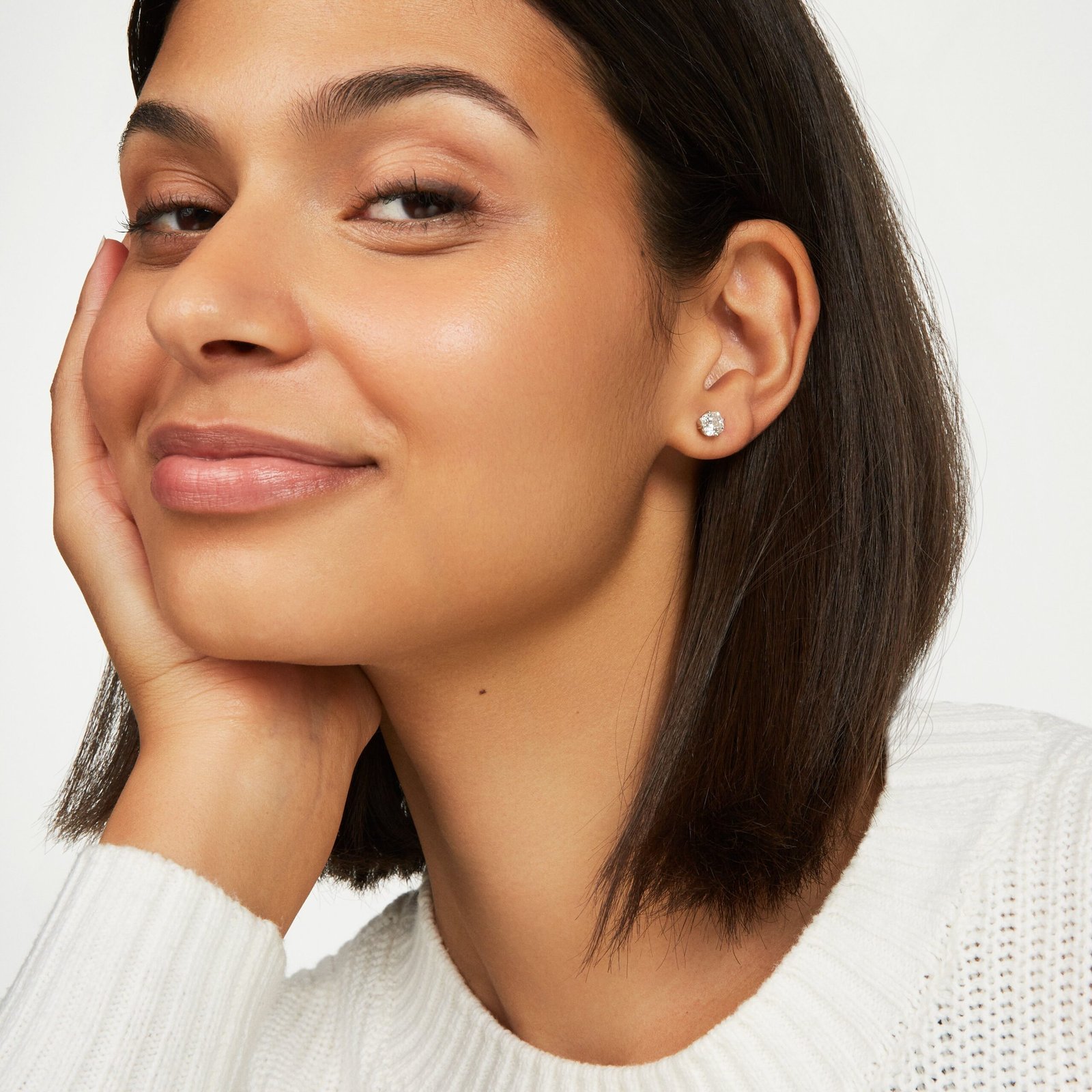 Lab-Grown Diamond 2ct. tw. Cushion Cut 14k Gold Studs | White - Image 4