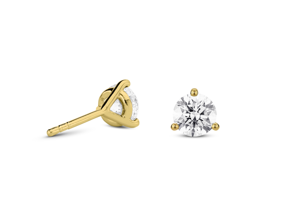 Lab-Grown Diamond 2ct. tw. Round Brilliant Studs and Pendant Yellow Gold Set | White - Image 3