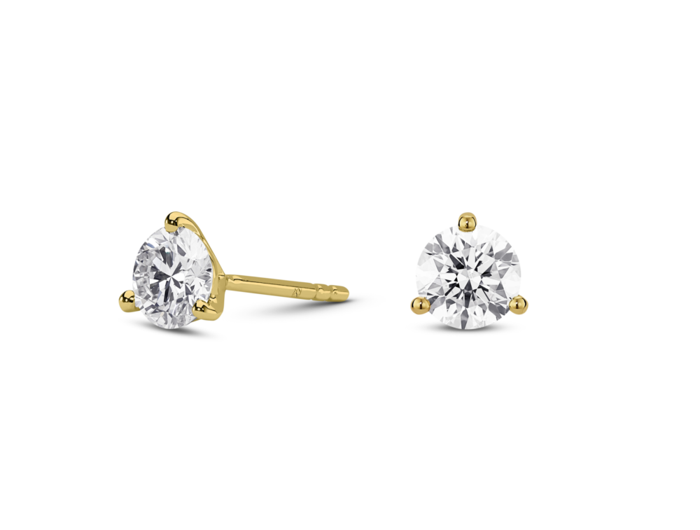 Lab-Grown Diamond 2ct. tw. Round Brilliant Studs and Pendant Yellow Gold Set | White - Image 4