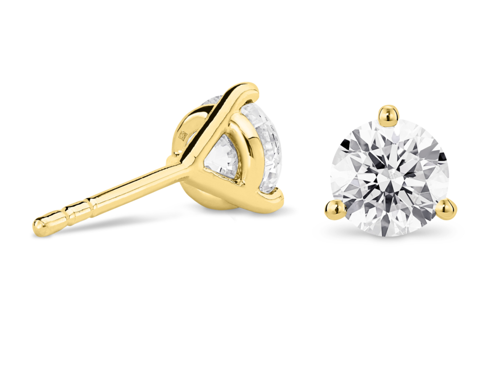 Lab-Grown Diamond 3ct. tw. Round Brilliant Studs and Pendant Yellow Gold Set | White - Image 3