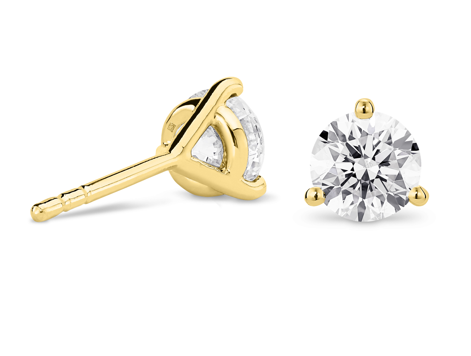 Lab-Grown Diamond 3ct. tw. Round Brilliant Studs and Pendant Yellow Gold Set | White - Image 2