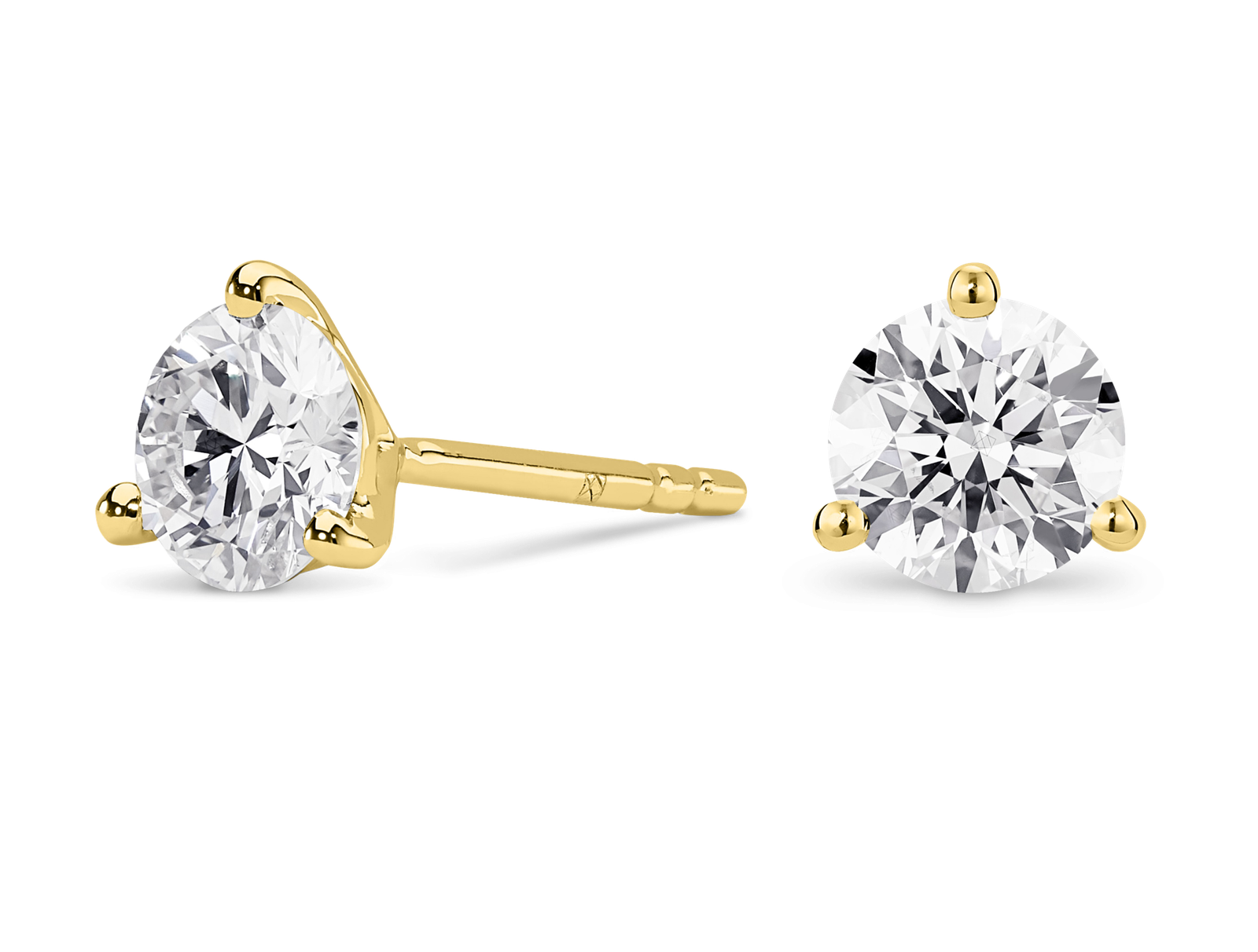 Lab-Grown Diamond 3ct. tw. Round Brilliant Studs and Pendant Yellow Gold Set | White - Image 3