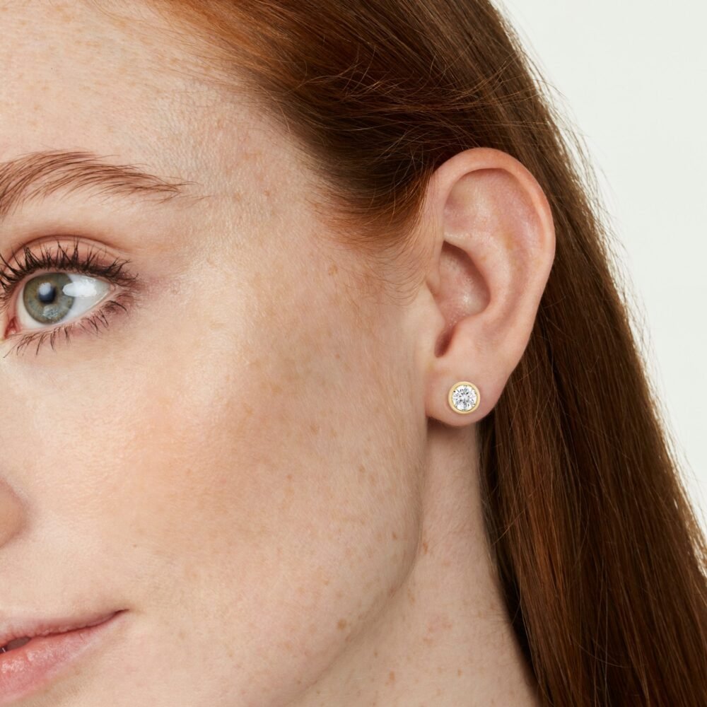 Lab-Grown Diamond 1ct. tw. Round Brilliant 14k Bezel Studs | White - Image 2