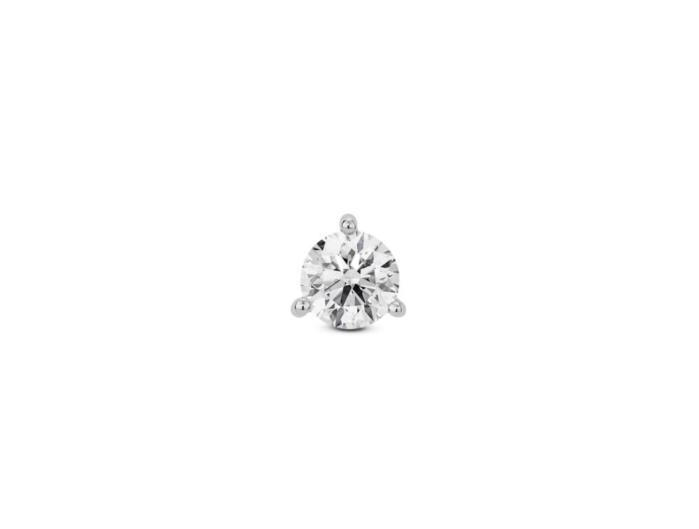Lab-Grown Diamond ¾ct. Round Brilliant Solitaire 14k Gold Stud | White - Image 2