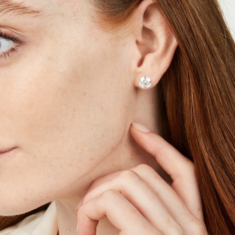Lab-Grown Diamond 2ct. Round Brilliant Solitaire Stud | White - Image 2