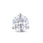 Front view of 2 carat total weight round brilliant solitaire single stud in 14k white gold