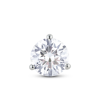 Front view of 1 1/2 carat total weight round brilliant solitaire single stud in 14k white gold