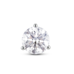 Front view of 1 3/4 carat total weight round brilliant solitaire single stud in 14k white gold