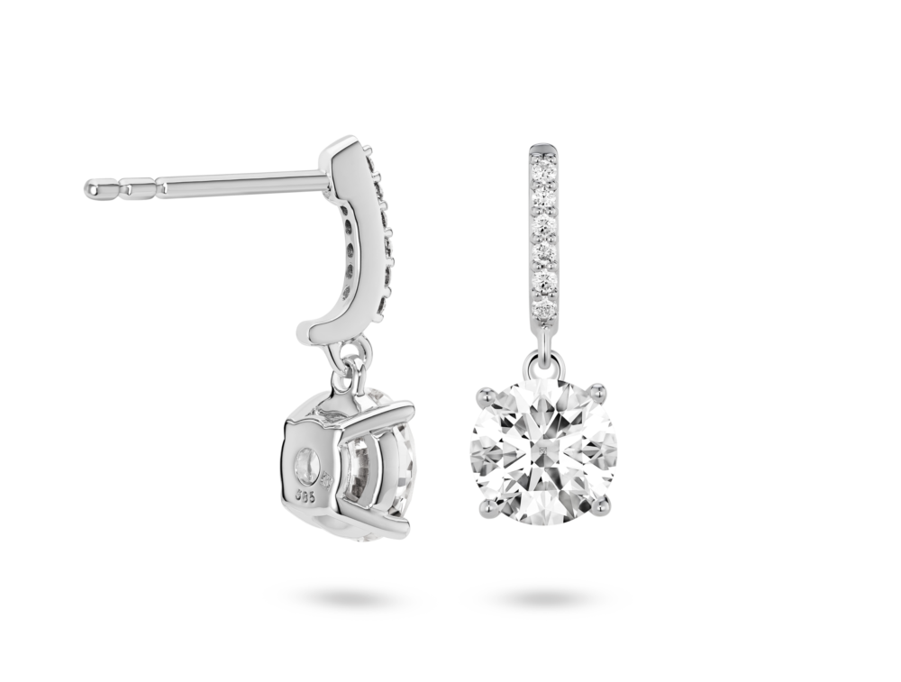 Lab-Grown Diamond 2ct. tw. Round Brilliant Solitaire Drop Earrings | White - Image 3