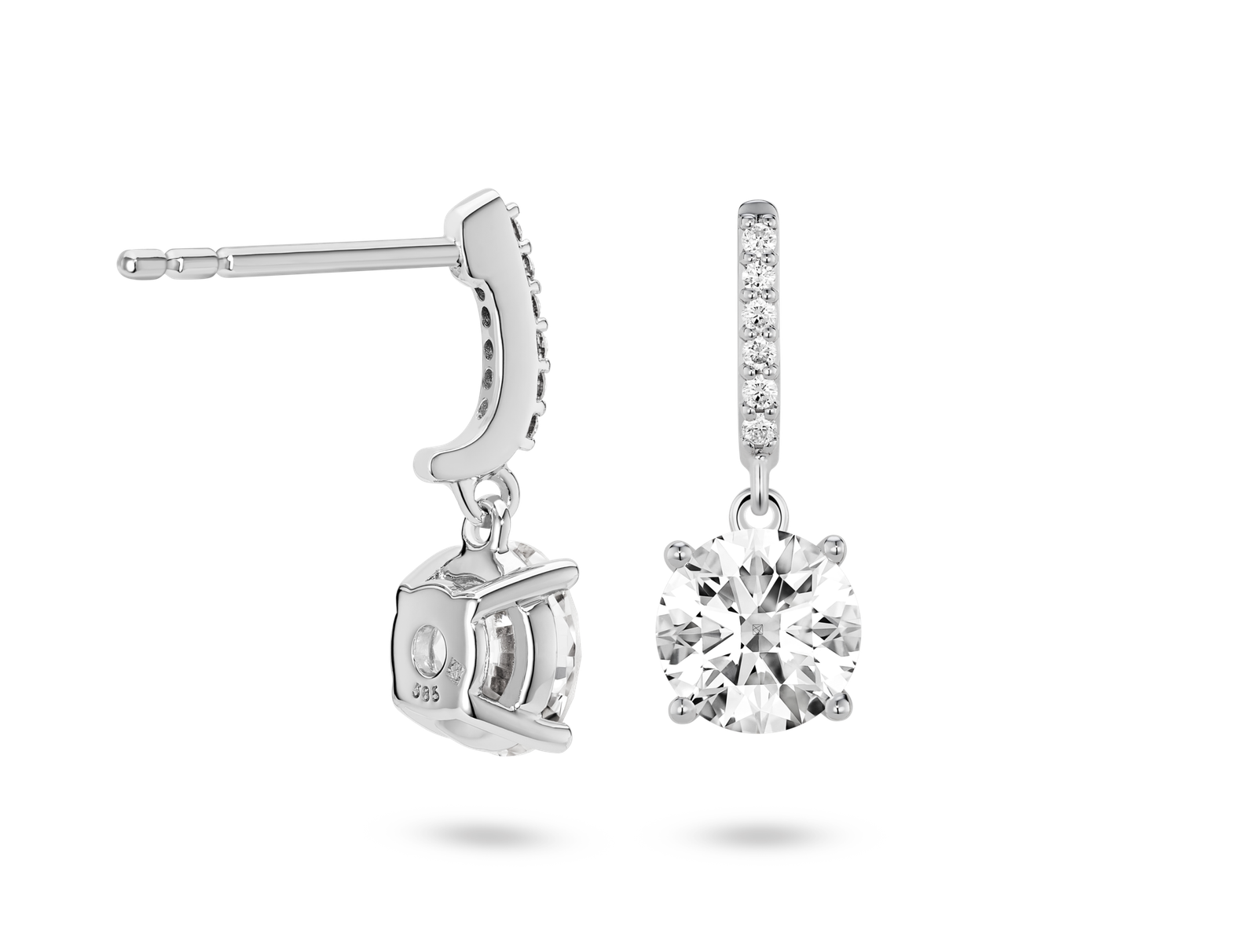 Lab-Grown Diamond 2ct. tw. Round Brilliant Solitaire Drop Earrings | White - Image 2