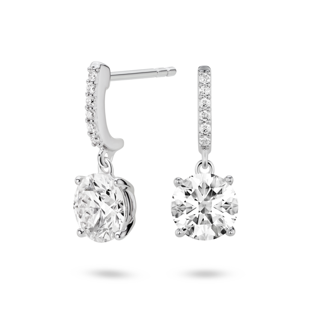 Lab-Grown Diamond 2ct. tw. Round Brilliant Solitaire Drop Earrings | White