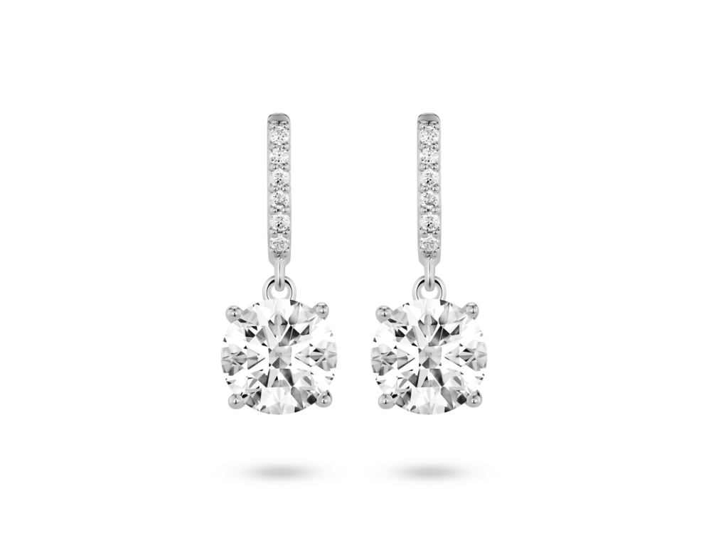 Lab-Grown Diamond 2ct. tw. Round Brilliant Solitaire Drop Earrings | White - Image 5