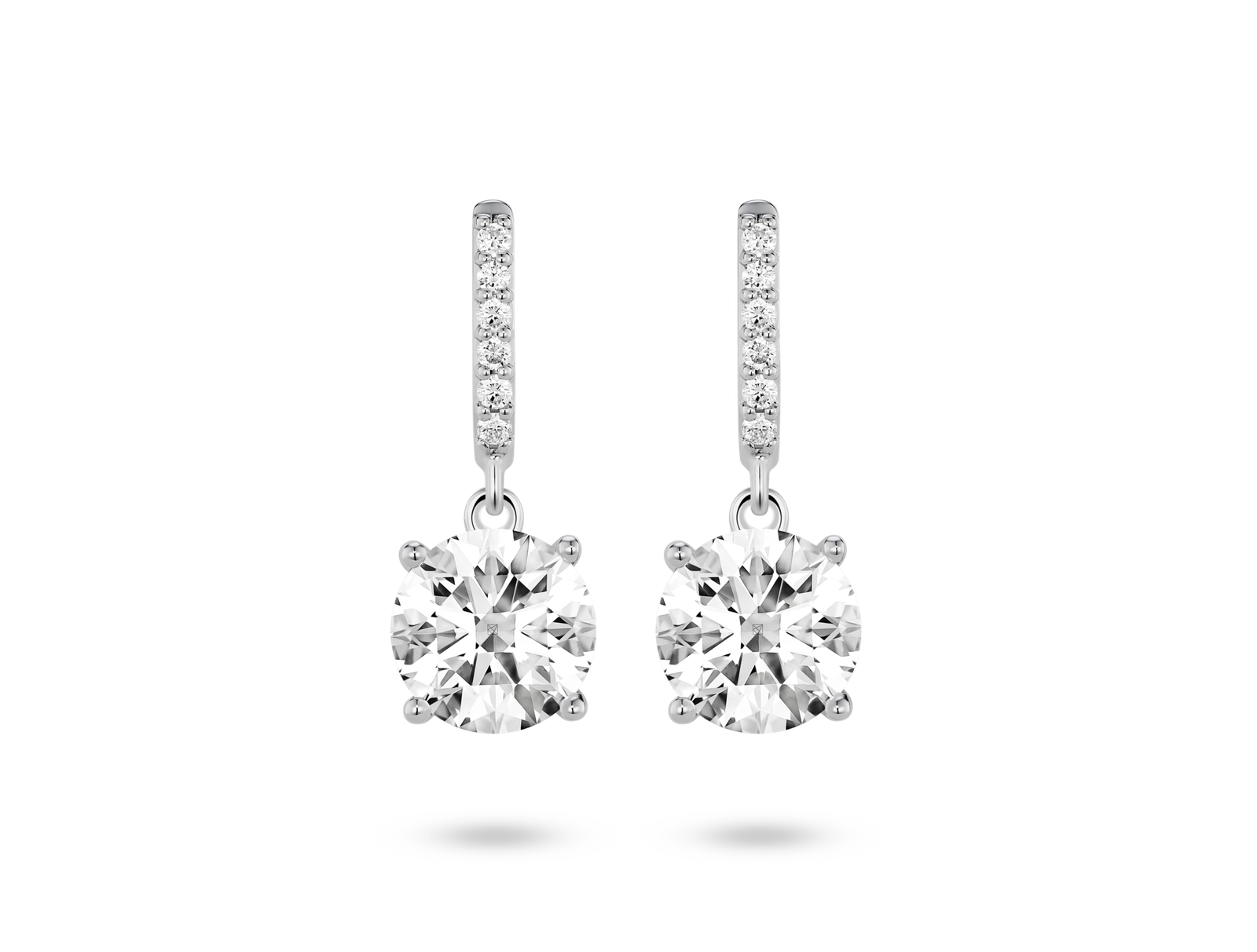 Lab-Grown Diamond 2ct. tw. Round Brilliant Solitaire Drop Earrings | White - Image 5