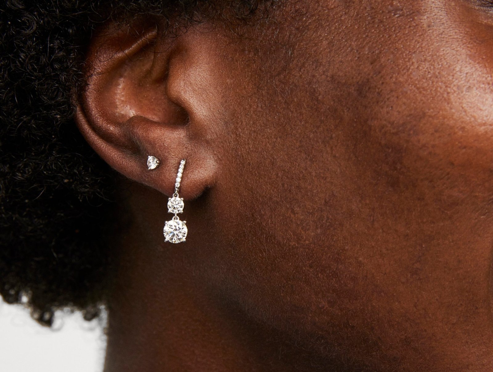 Lab-Grown Diamond 2ct. tw. Round Brilliant Double Drop Earrings | White - Image 4