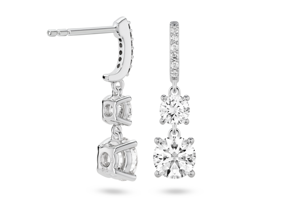 Lab-Grown Diamond 2ct. tw. Round Brilliant Double Drop Earrings | White - Image 3