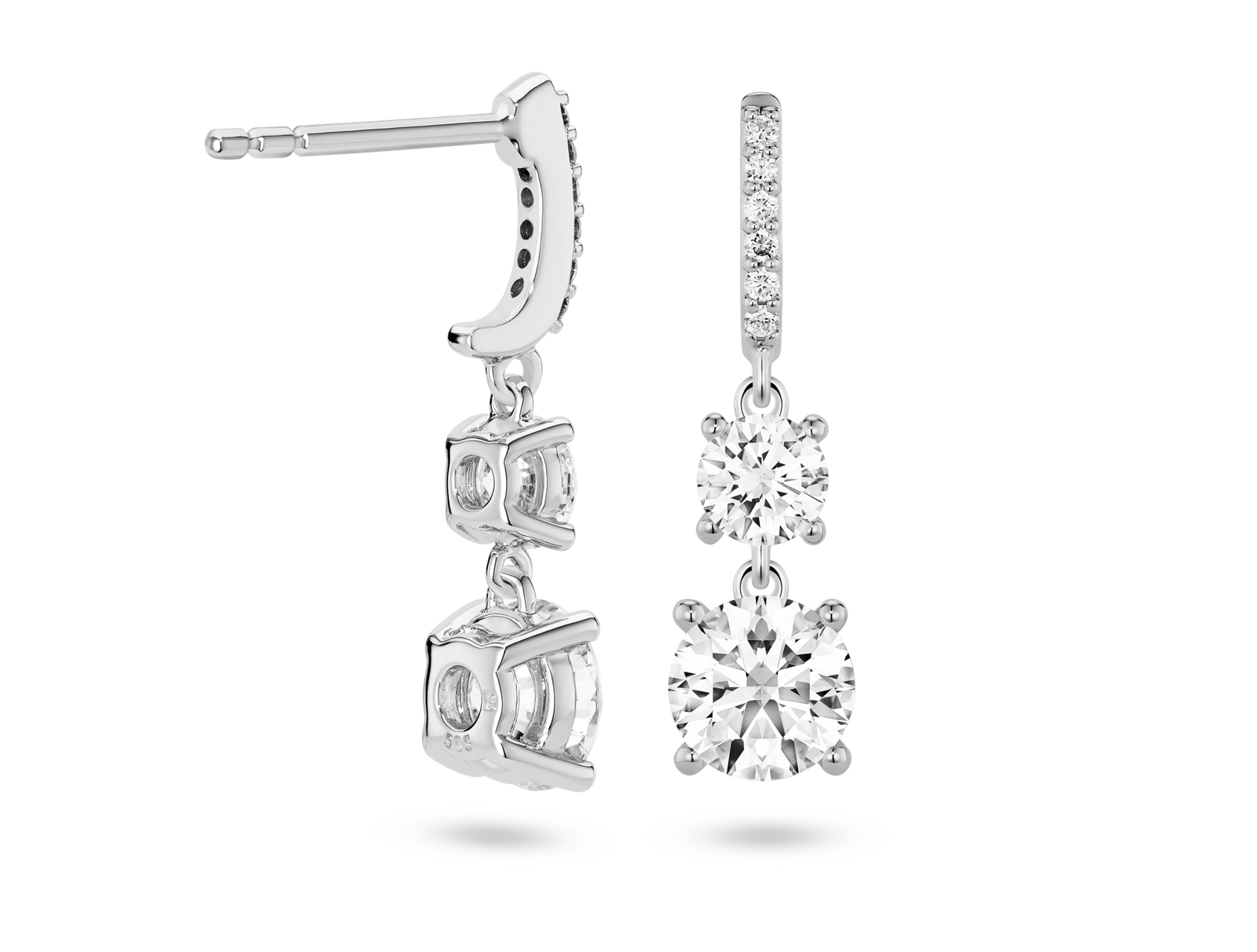 Lab-Grown Diamond 2ct. tw. Round Brilliant Double Drop Earrings | White - Image 2