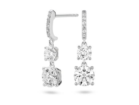 Lab-Grown Diamond 2ct. tw. Round Brilliant Double Drop Earrings | White