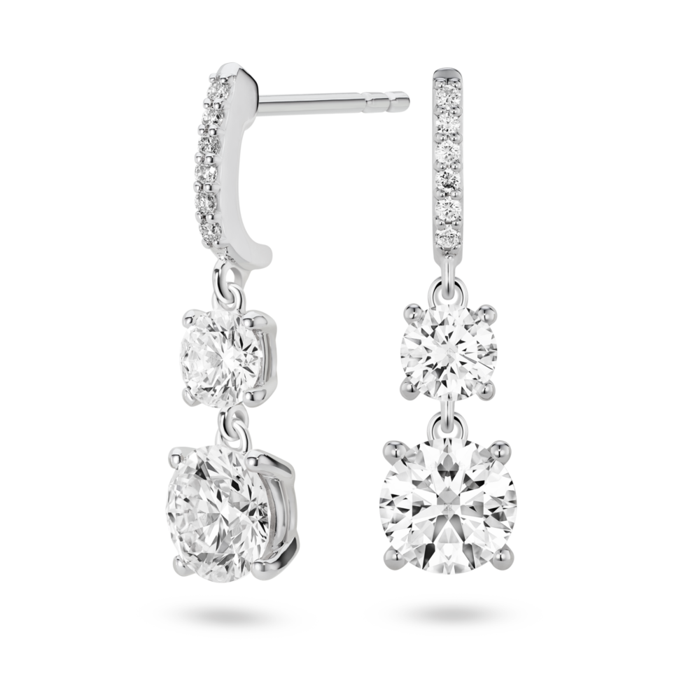 Lab-Grown Diamond 2ct. tw. Round Brilliant Double Drop Earrings | White