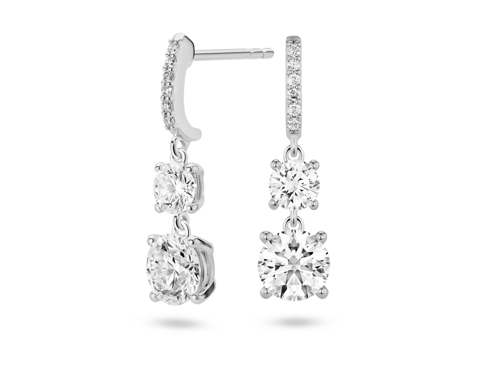 Lab-Grown Diamond 2ct. tw. Round Brilliant Double Drop Earrings | White