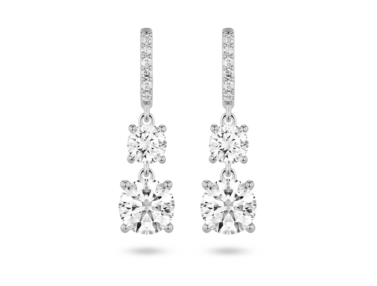 Lab-Grown Diamond 2ct. tw. Round Brilliant Double Drop Earrings | White - Image 5
