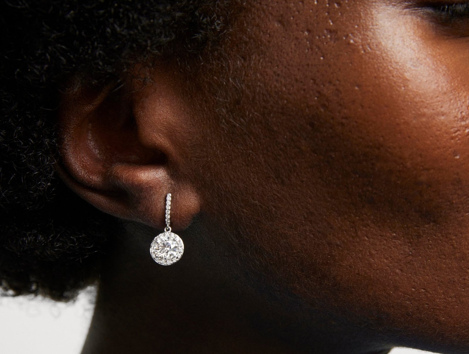 Lab-Grown Diamond 2ct. tw. Halo Drop Earrings | White - Image 4