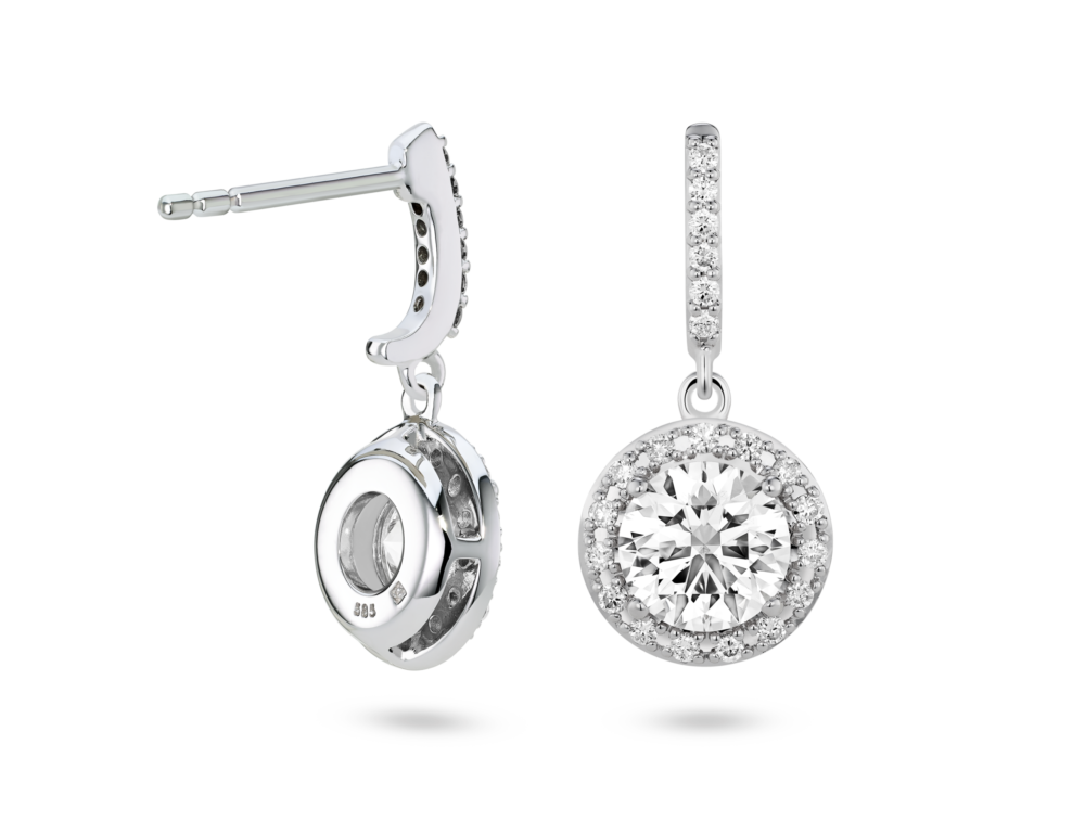 Lab-Grown Diamond 2ct. tw. Halo Drop Earrings | White - Image 3