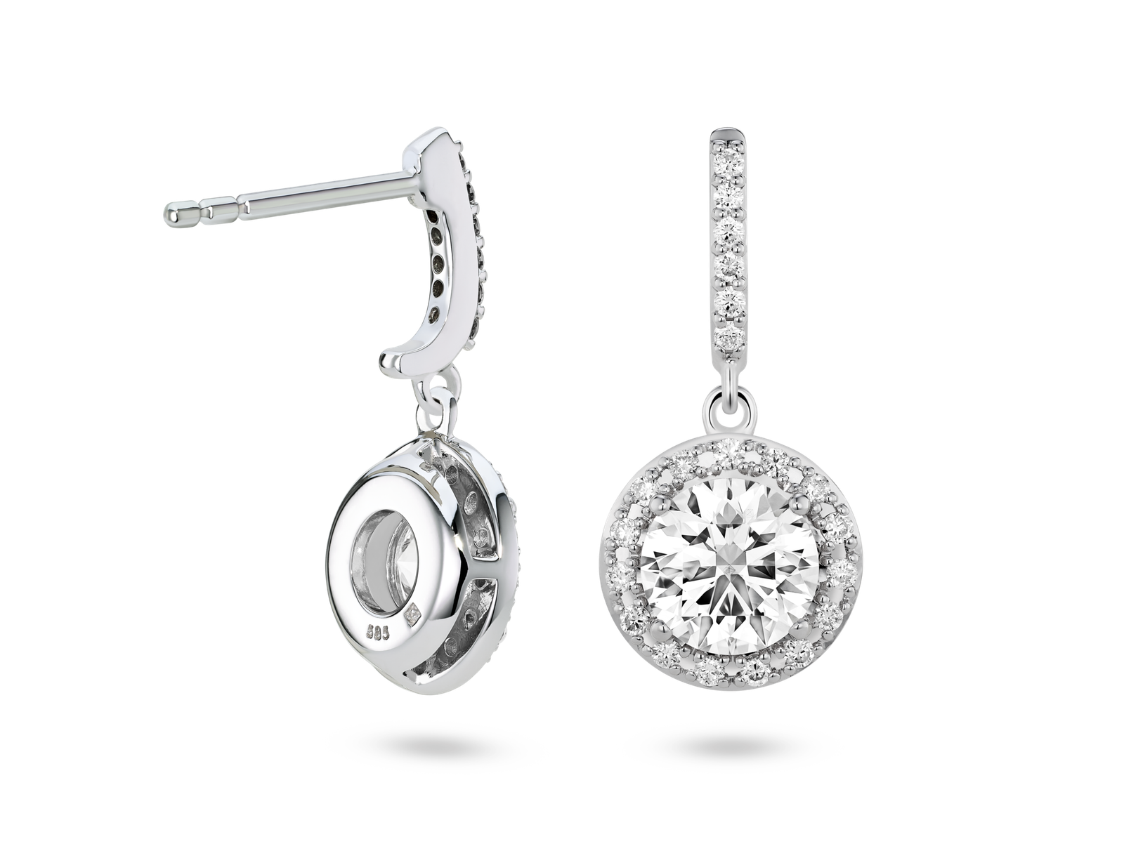 Lab-Grown Diamond 2ct. tw. Halo Drop Earrings | White - Image 2