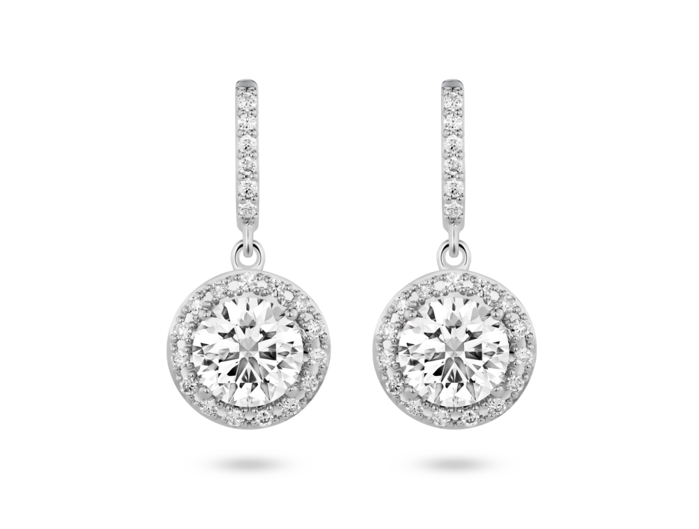 Lab-Grown Diamond 2ct. tw. Halo Drop Earrings | White - Image 6
