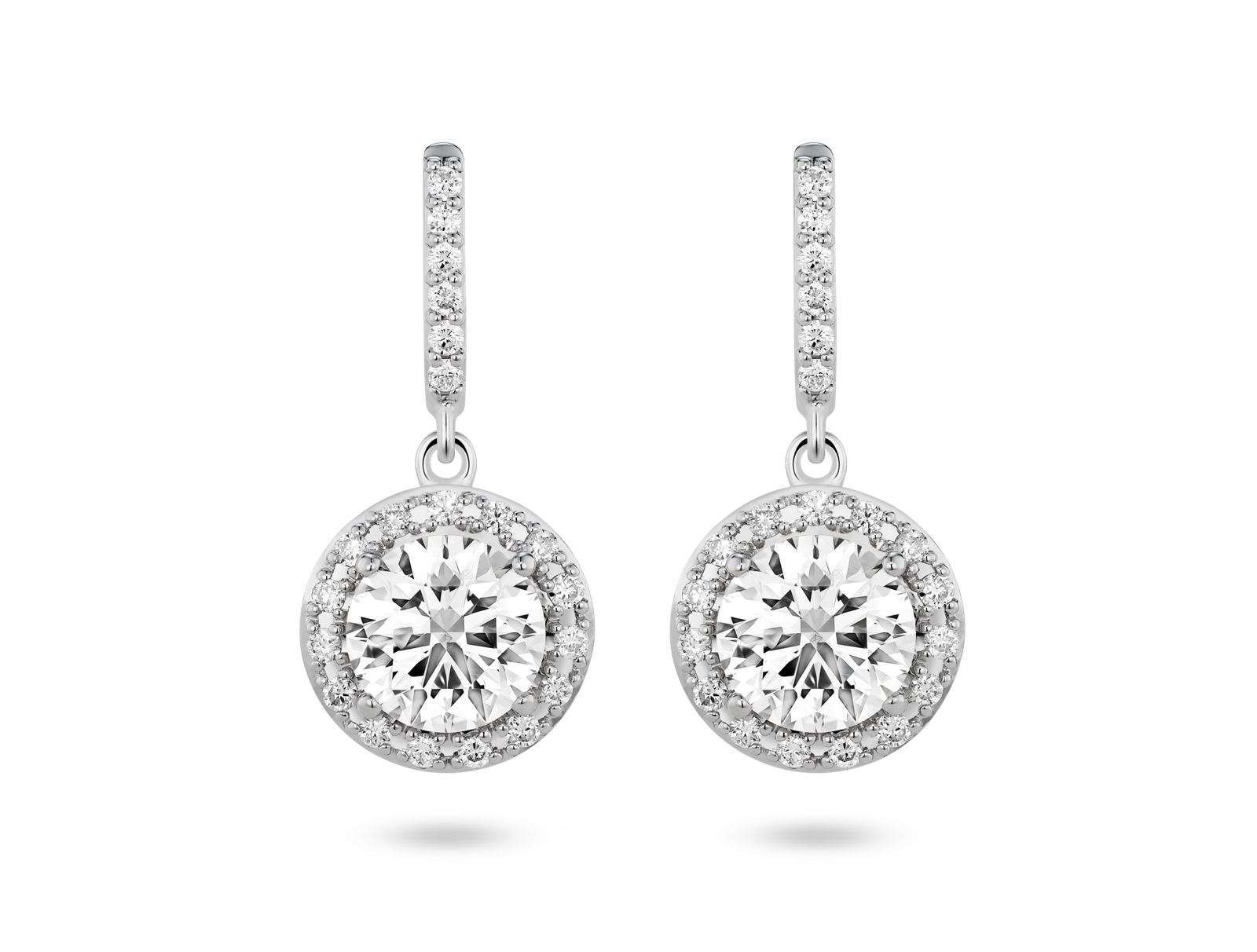 Lab-Grown Diamond 2ct. tw. Halo Drop Earrings | White - Image 5