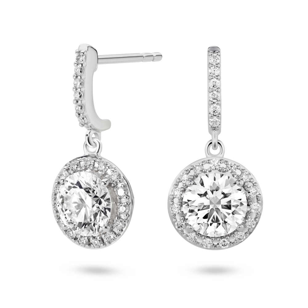 Lab-Grown Diamond 2ct. tw. Halo Drop Earrings | White