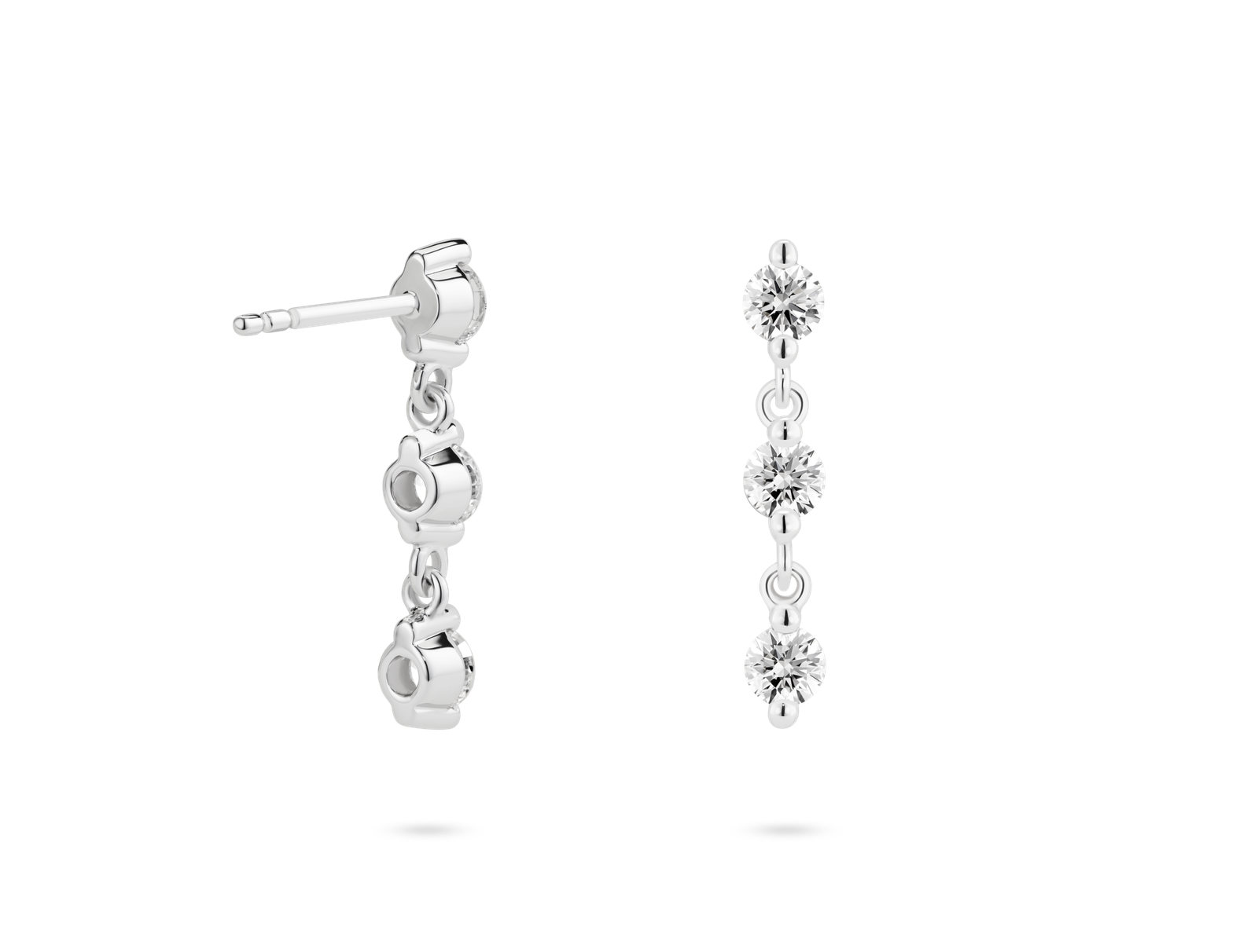 Lab-Grown Diamond ⁸⁄₉ct. tw Round Brilliant Line Drop Earrings | White - Image 3