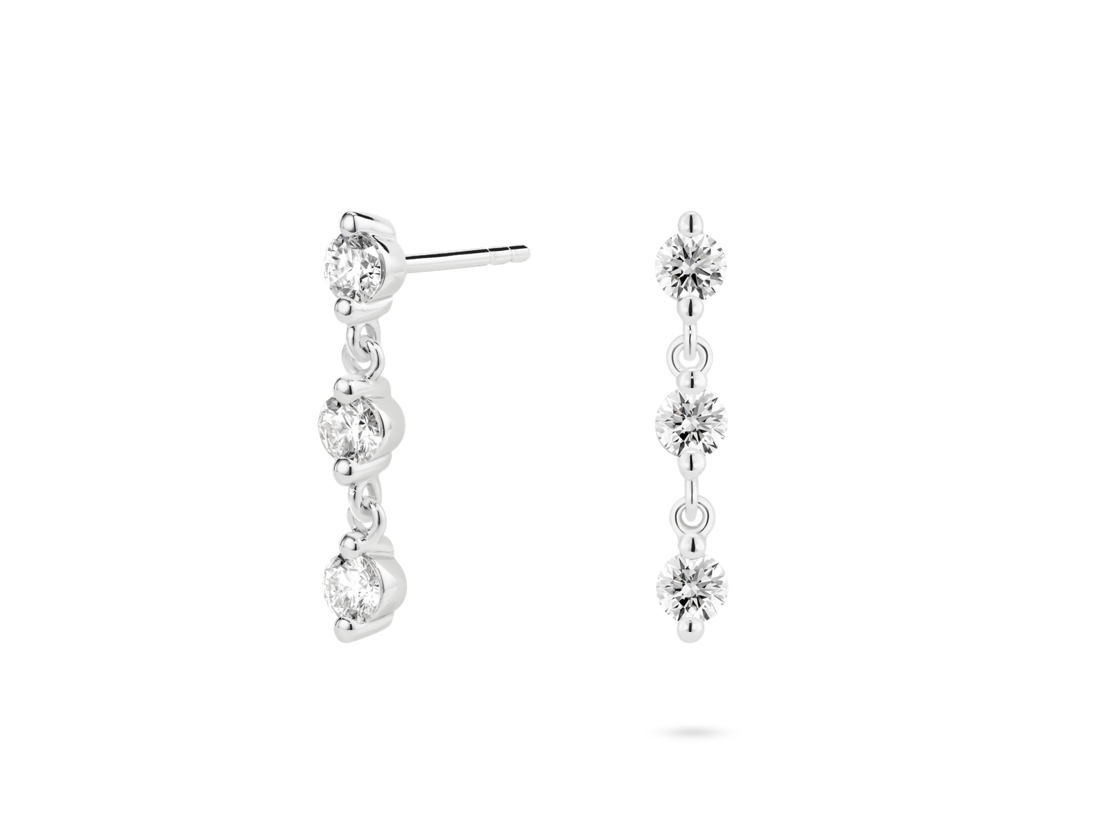 Lab-Grown Diamond ⁸⁄₉ct. tw Round Brilliant Line Drop Earrings | White - Image 2