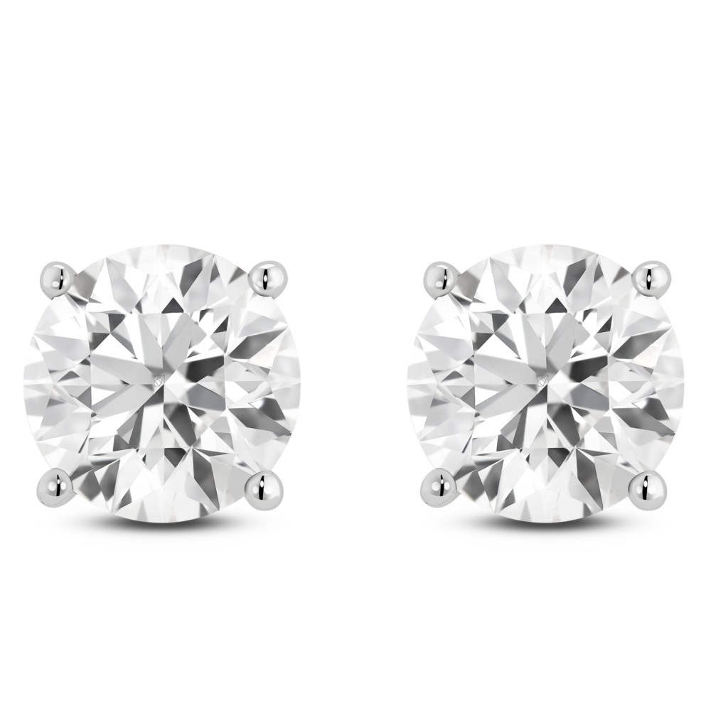 Front shot of Kaelora Jewelst™ 4 carat total weight round brilliant solitaire studs