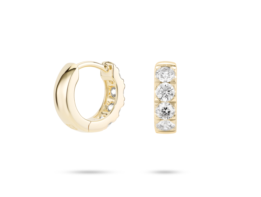 Lab-Grown Diamond ⅘ct. tw. Round Brilliant Pavé Huggie Hoops | White - Image 6