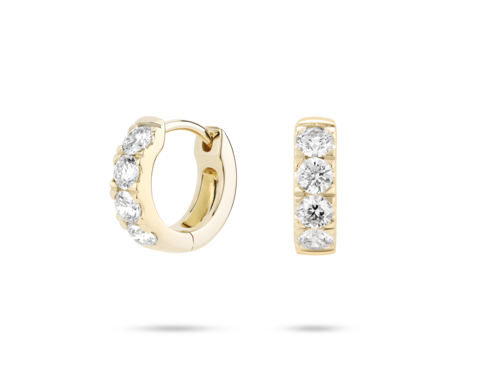 Lab-Grown Diamond ⅘ct. tw. Round Brilliant Pavé Huggie Hoops | White - Image 5