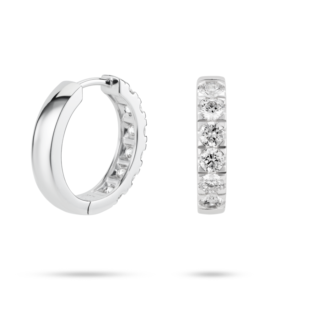 Lab-Grown Diamond 1⅕ct. tw. Round Brilliant Pavé Huggie Hoops | White - Image 3