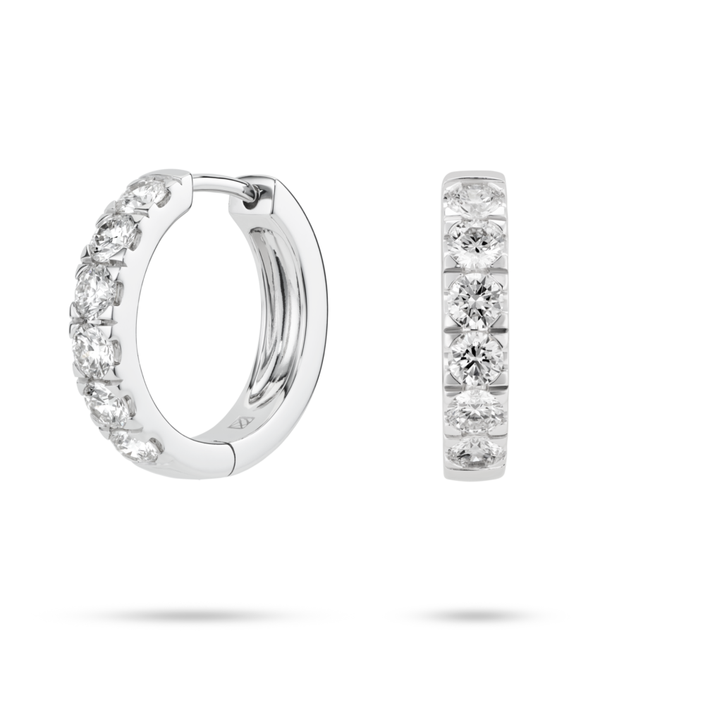 Lab-Grown Diamond 1⅕ct. tw. Round Brilliant Pavé Huggie Hoops | White - Image 2