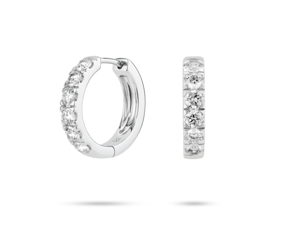 Lab-Grown Diamond 1⅕ct. tw. Round Brilliant Pavé Huggie Hoops | White - Image 2
