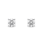 Front view of 1 carat total weight Kaelora Jewelst round brilliant solitaire studs