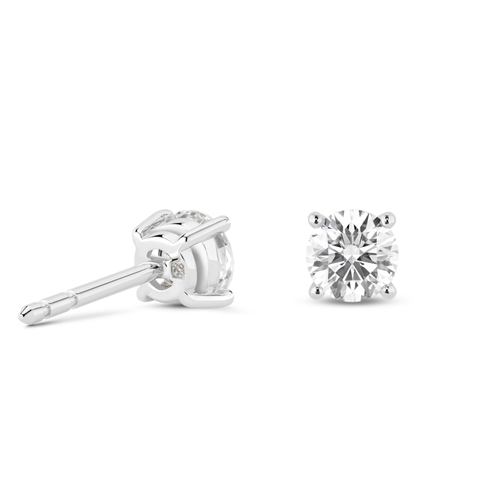 Finest Lab-Grown Diamond 1ct. tw. Round Brilliant Solitaire Studs | White - Image 3