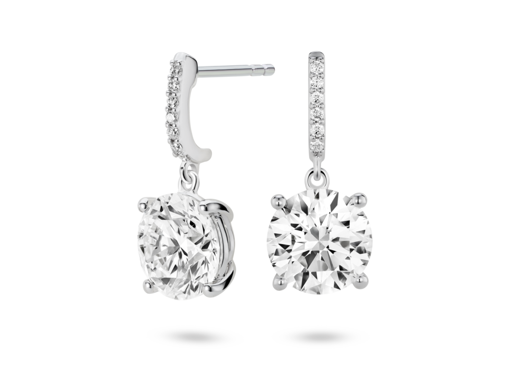 Lab-Grown Diamond 4ct. tw. Round Brilliant Solitaire Drop Earrings | White - Image 3