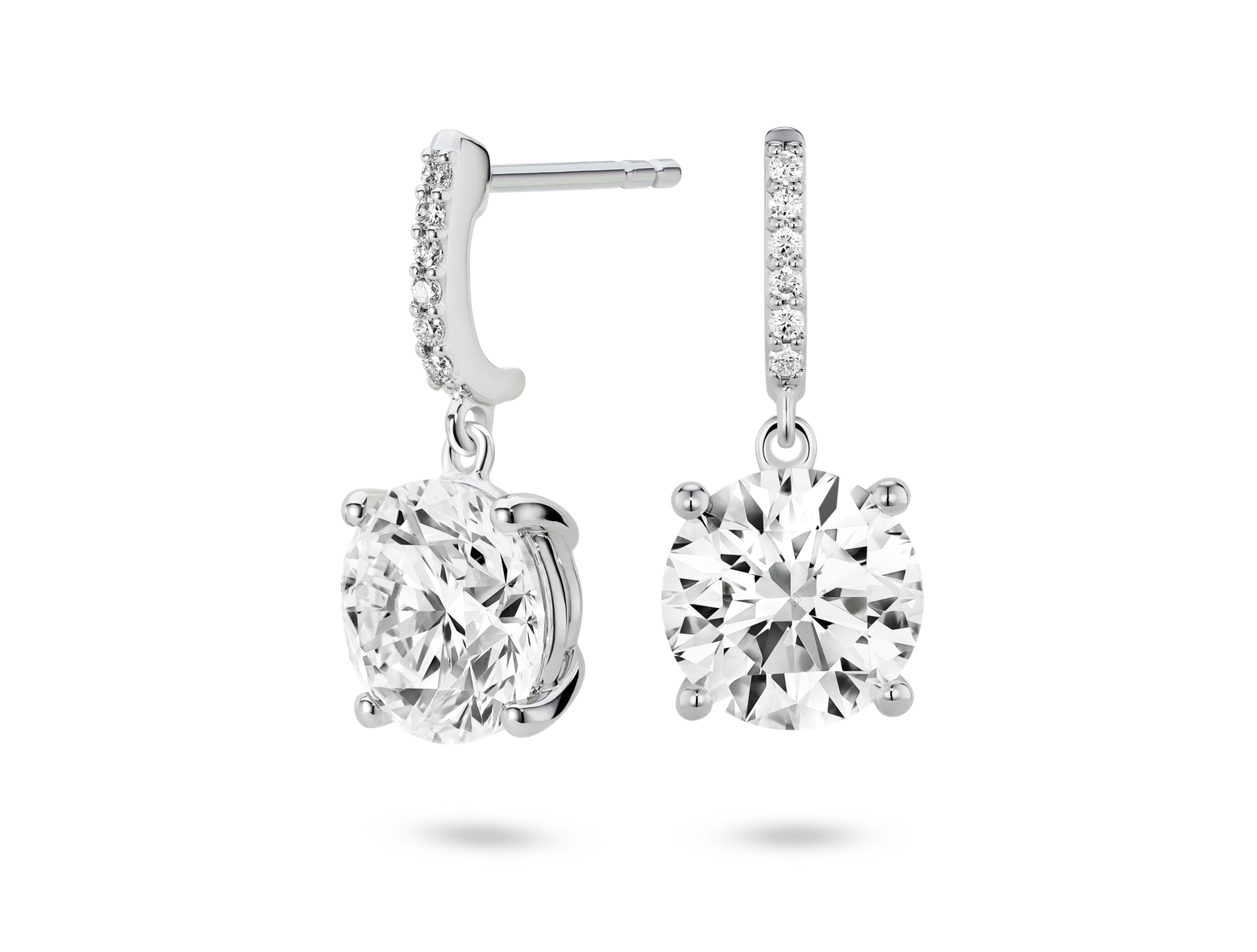 Lab-Grown Diamond 4ct. tw. Round Brilliant Solitaire Drop Earrings | White - Image 2