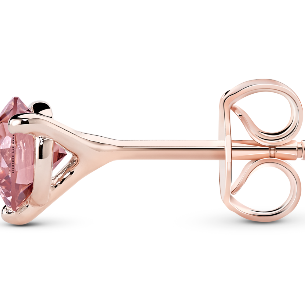 Side view of 14k rose gold earring butterfly back